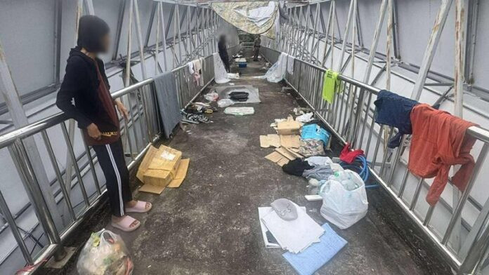 Cặp vợ chồng lấy cầu vượt làm nhà ở suốt 3 tháng, phơi quần áo tràn lan hai bên Ảnh 2