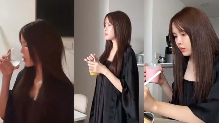 Thói quen uống 3 ly nước giữ dáng giữ da không thể thiếu của Thiều Bảo Trâm. Ảnh chụp màn hình