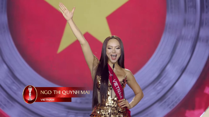 Mai Ngô hô tên đầy năng lượng khi tham gia phần đầu chung kết Miss Charm