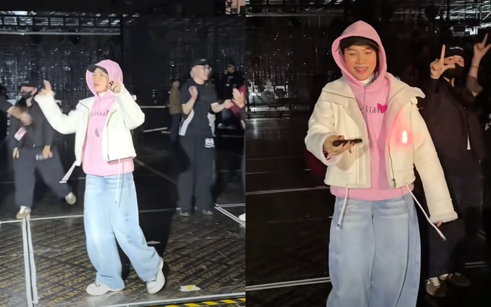 Mỹ Tâm chủ động mở tiệc ngay trong buổi tập luyện live concert See The Light để mừng sinh nhật nhạc sĩ Khắc Hưng. Ảnh chụp màn hình