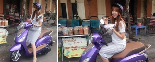 Vợ Trấn Thành sử dụng chiếc xe máy 32 triệu. 