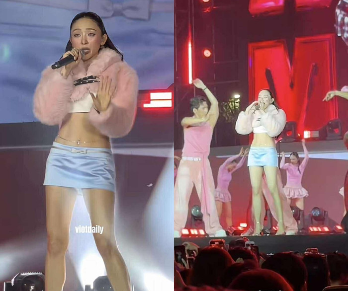 Tóc Tiên diện outfit khoe trọn vòng eo và đôi chân thon. (Ảnh từ TikTok vietdaily)