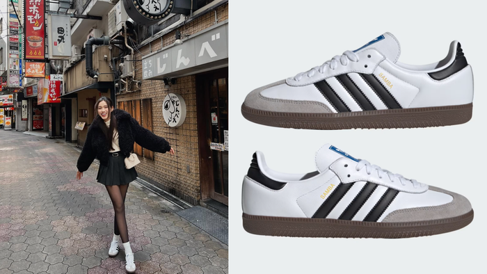 Đỗ Thị Hà gây chú ý khi lựa chọn đôi sneaker gần 3 triệu đồng làm điểm nhấn cho phong cách xuống phố. Ảnh: FBNV