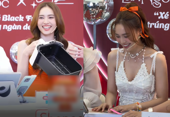 Ninh Dương Lan Ngọc thường xuyên tham gia các phiên livestream trên các sàn thương mại điện tử. Ảnh chụp màn hình