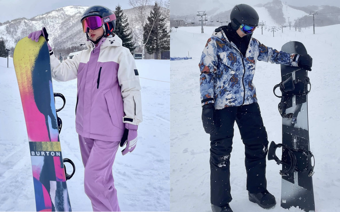 Midu và chồng hào hứng chụp ảnh kỉ niệm trong chuyến đi chơi. Ảnh: FBNV