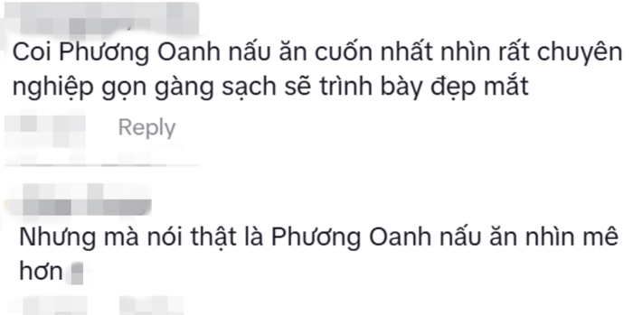 Không ít cư dân mạng thẳng thắn đặt Á hậu Vũ Thúy Quỳnh lên bàn cân so sánh với diễn viên Phương Oanh về khả năng bếp núc.&nbsp;(Ảnh: Chụp màn hình)