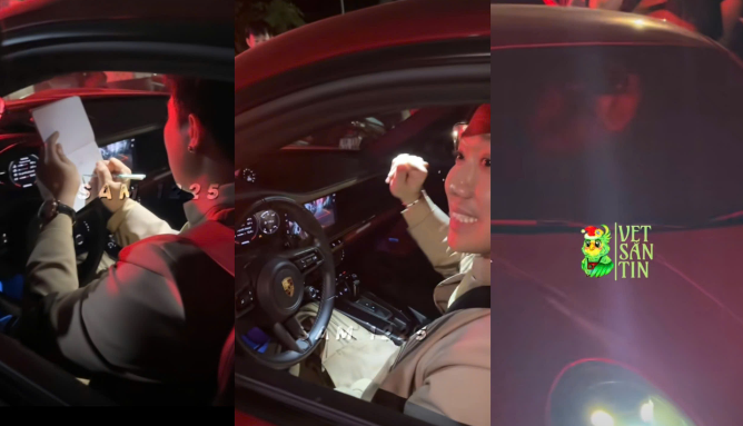 Trấn Thành xuất hiện cùng Porsche 911 Turbo S 992 màu đỏ, cấu hình cá nhân hóa với bộ mâm đồng nhám hiếm gặp tại Việt Nam (Ảnh: Chụp màn hình)