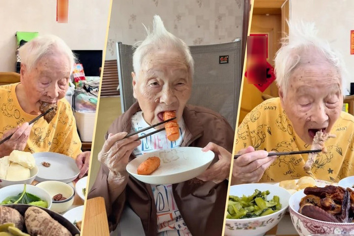 Cụ bà 100 tuổi và bí quyết về sức khỏe khiến nhiều người bất ngờ. (Ảnh Douyin)