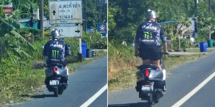 Xôn xao người đàn ông dùng nồi nấu ăn làm mũ bảo hiểm khi chạy xe máy trên đường Ảnh 1