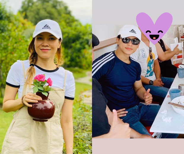 Hình ảnh Mỹ Tâm và Mai Tài Phến diện mũ đôi được bắt gặp trước đây.