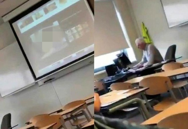 Do máy tính cá nhân kết nối với máy chiếu, trong lúc xem ảnh nhạy cảm, mọi hình ảnh mà thấy giáo xem đã được phát lên và nhiều học sinh đã chứng kiến.