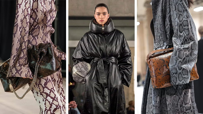 Túi xách họa tiết da rắn. Ảnh: Harpers Bazaar