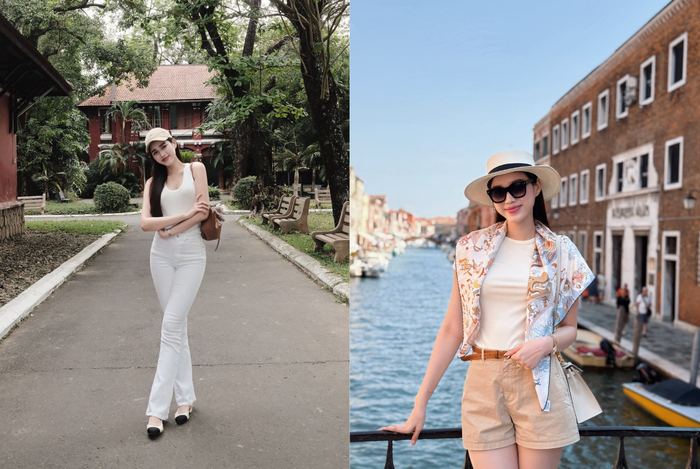 Đỗ Thị Hà thường phối quần jeans hoặc quần short sơ vin tinh tế cùng áo thun. Ảnh: FBNV