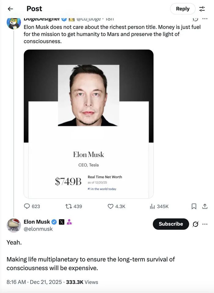 Tỉ phú Elon Musk gửi lời cảm ơn những người ủng hộ ông - Ảnh: Sohu