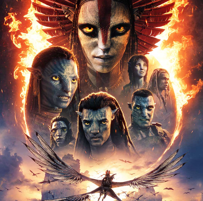 Poster chính thức Avatar 3: Lửa Và Tro Tàn với tông màu 'tro - lửa'
