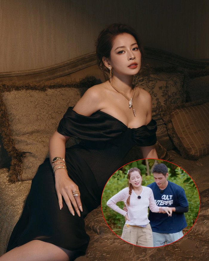 Cảnh Chi Pu vác bụng bầu khiến nhiều khán giả bật cười. Sự thật, đây là lúc nữ ca sĩ diễn tiểu phẩm trong một chương trình thực tế. (Ảnh FBNV)