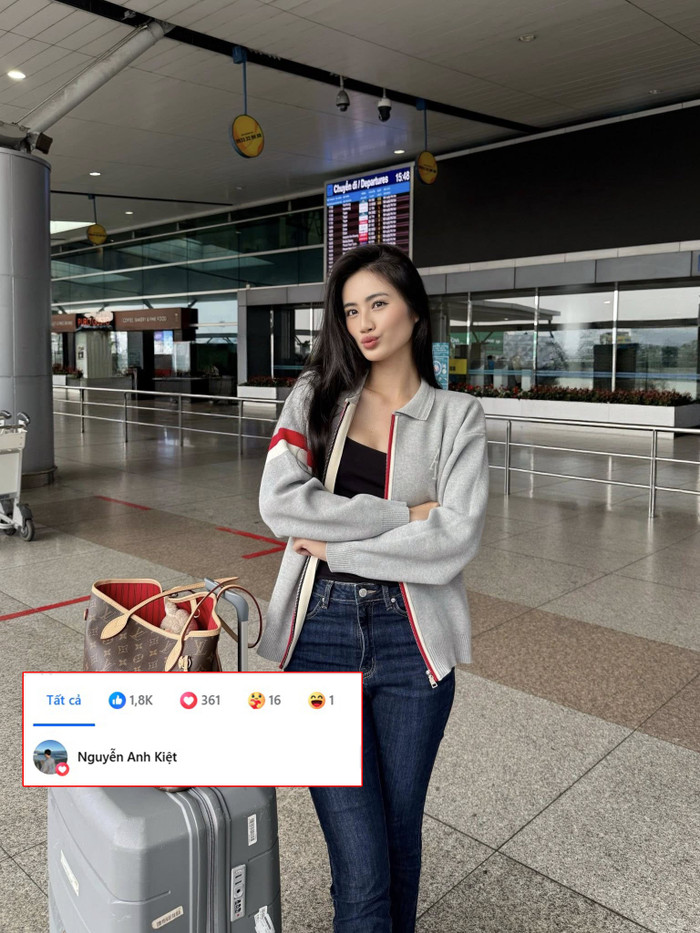 Bạn trai Ý N hi âm thầm 'thả tim' bên dưới bài viết của nàng hậu. (Ảnh FBNV)