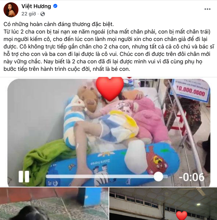 Bài đăng chia sẻ việc làm từ thiện của Việt Hương.