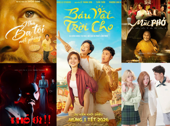 Các poster phim Việt ra rạp dịp Tết 2026 cho thấy mức độ cạnh tranh khốc liệt hiếm thấy của mùa phim lớn nhất năm