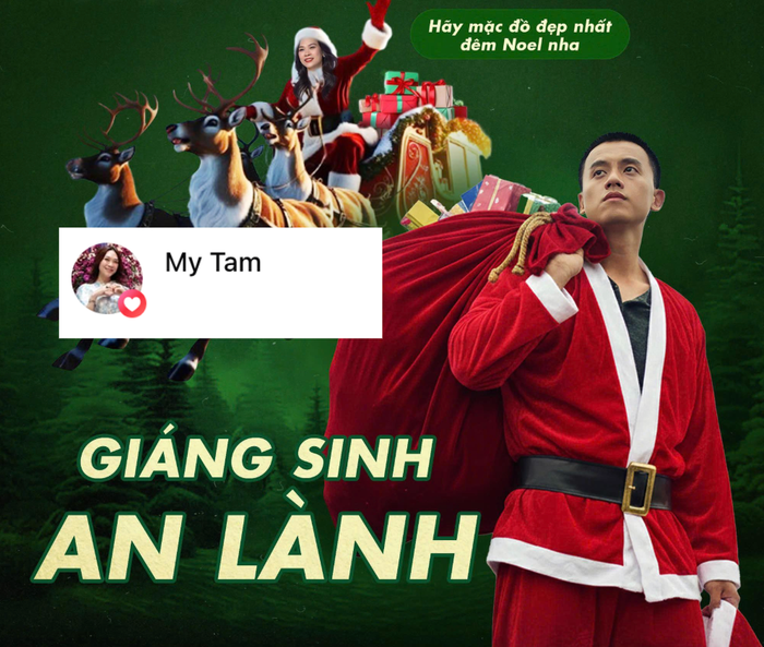 Mỹ Tâm lựa chọn 'thả tim' trước tấm ảnh chế bản thân và Mai Tài Phến cùng nhau đón Giáng sinh. Ảnh: FBNV