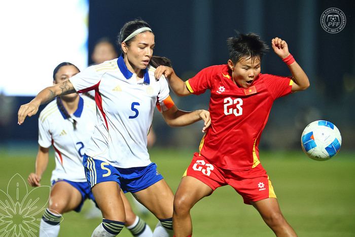 Sau khi thắng Việt Nam, tuyển nữ Philippines tự tin hướng đến tham vọng dự World Cup. Ảnh: PFF
