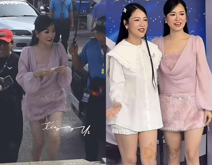Lâm Vỹ Dạ diện váy ngắn khoe chân thon khi xuất hiện tại một sự kiện giải trí mới đây. (Ảnh chụp màn hình)