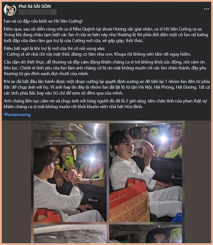 Hồ Văn Cường bị khán giả 'đập' cửa xe trong đêm, lý do gây bất ngờ Ảnh 1
