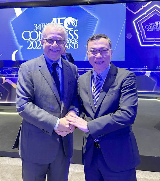 Chủ tịch AFC đã gửi thư chúc mừng tới bóng đá Việt Nam và Chủ tịch Liên đoàn Bóng đá Việt Nam ông Trần Quốc Tuấn. Ảnh: VFF