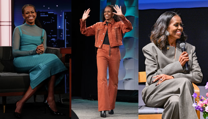 Michelle Obama là một trong những người đầu tiên diện trang phục từ bộ sưu tập ra mắt của Matthieu Blazy cho Chanelvà thậm chí là bộ trang phục mở màn. Ảnh: Harper’s Bazaar&nbsp;