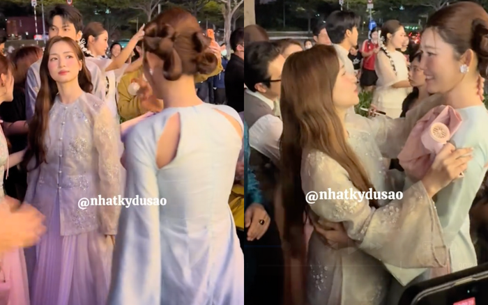 Hòa Minzy thay đổi biểu cảm từ giận dỗi sang vui vẻ khi ở bên cạnh Thuý Ngân. Ảnh: nhatkydusao