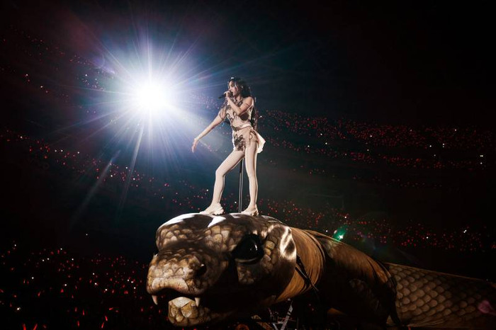 Nữ ca sĩ cưỡi con rắn khổng lồ dài 30 mét trên sân khấu, hàng nghìn khán giả 'xanh mặt' Ảnh 2