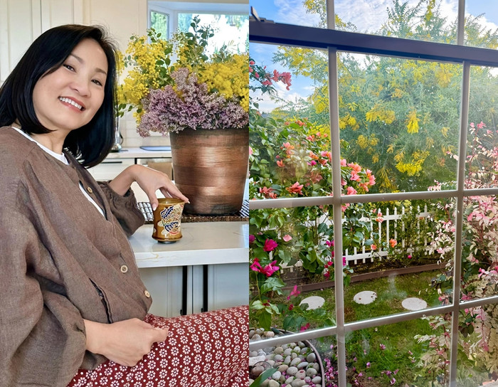 Tổ ấm của nghệ sĩ Hồng Đào tràn ngập hoa, cây xanh.
