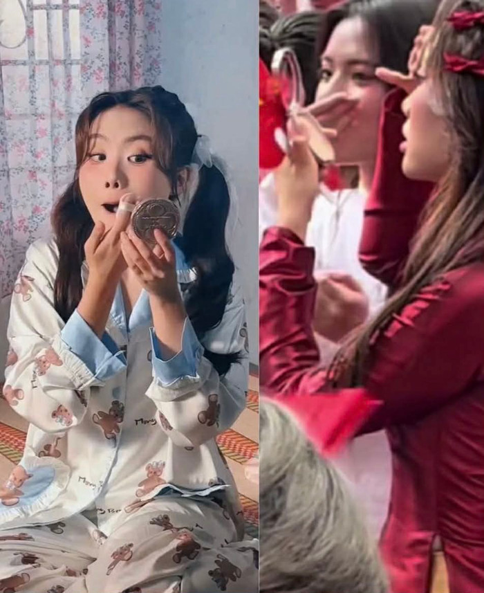 Phương Mỹ Chi nhiều lần được bắt gặp sử dụng phấn phủ kiềm dầu hiệu quả. Ảnh chụp màn hình