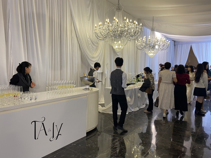 Không gian sảnh đón khách tại tiệc cưới của Hương Ly