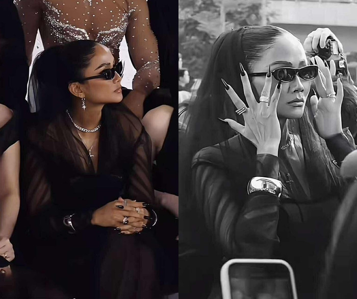 Khoảnh khắc đồng nghiệp quay lén H'Hen Niê thần thái tại sự kiện khiến nhiều netizen trầm trồ. (Ảnh chụp màn hình)