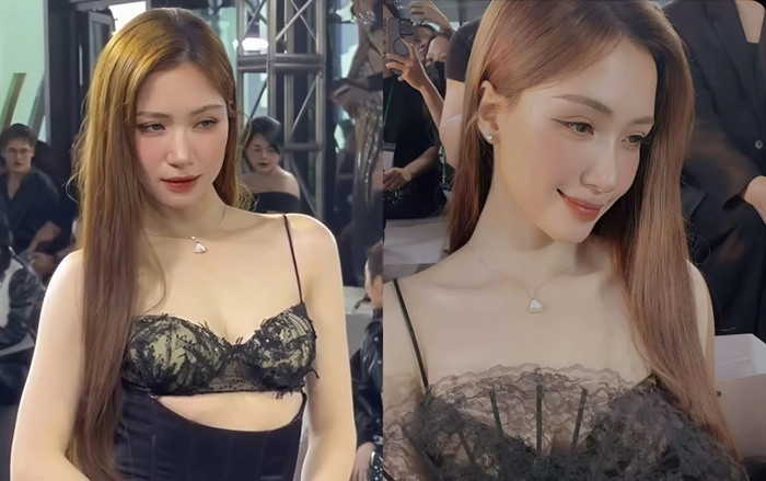 Nữ ca sĩ diện trang phục táo bạo, khoe vẻ đẹp gợi cảm khi tham dự sự kiện thời trang gần đây. (Ảnh chụp màn hình)