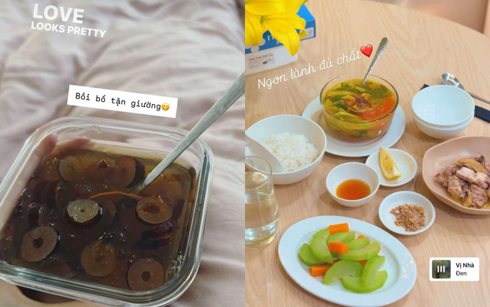 MC Mai Ngọc được bồi bổ nhiều loại thực phẩm khi mang thai con đầu lòng. (Ảnh: Chụp màn hình FBNV)