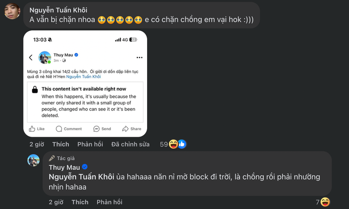 H'Hen Niê vẫn chưa mở chặn mạng xã hội của bạn trai. (Ảnh chụp màn hình)