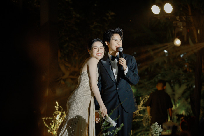 Khoảnh khắc 'tình bể bình' của Vũ Cát Tường và bạn đời - vũ công Thu Trang. (Ảnh: NVCC)