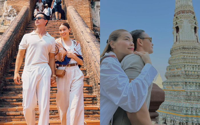 Hồ Ngọc Hà và Kim Lý chụp ảnh tình tứ trong chuyến đi du lịch mới nhất. Ảnh: FBNV