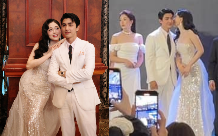 Phương Nga vui vẻ tạo dáng, thoải mái thể hiện hành động ngọt ngào khi ở bên cạnh Bình An. Ảnh: FBNV