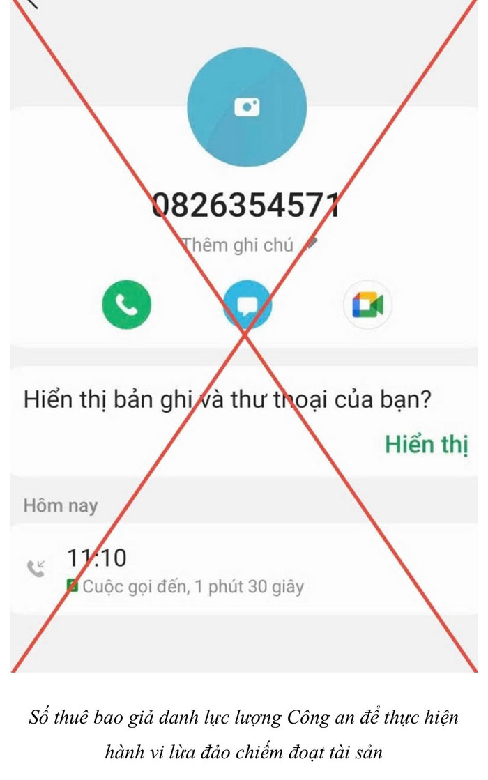 Đây là số điện thoại lừa đảo, giả danh lực lượng chức năng.