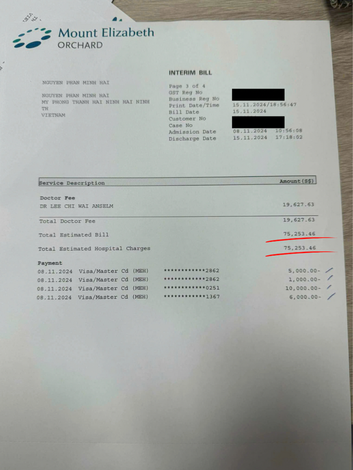 TikToker Phạm Thoại công khai những lần đóng viện phí cho bé Bắp. (Ảnh FBNV)