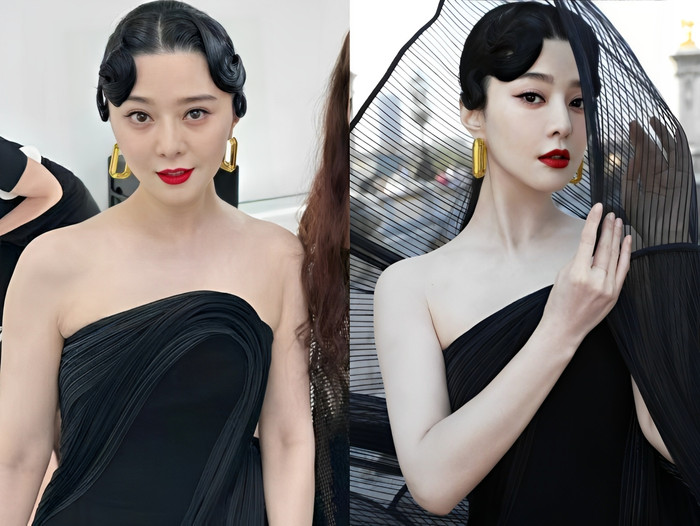 Nhan sắc thật (trái) và nhan sắc đã qua chỉnh sửa của Phạm Băng Băng khác nhau 'một trời một vực'.