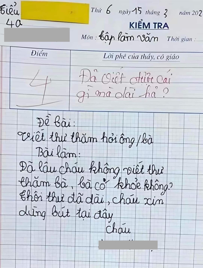 Bài văn viết thư hỏi thăm ông bà khiến dân tình cười ngất.