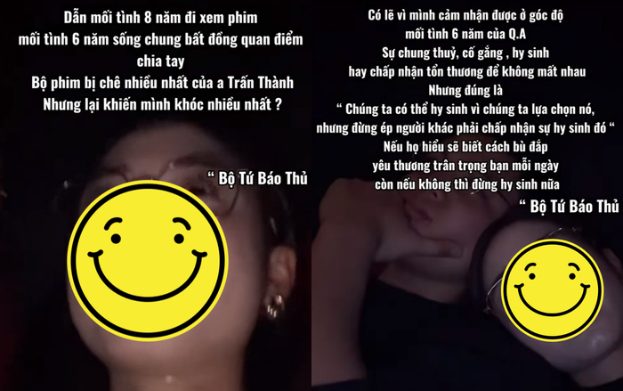 Hình ảnh khán giả khóc nức nở khi xem phim Bộ Tứ Báo Thủ của Trấn Thành. (Ảnh: Chụp màn hình TikTok trangkien.01)
