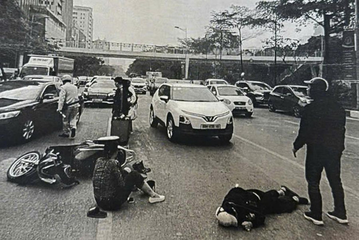 Hiện trường vụ tai nạn. Ảnh: báo Lao Động