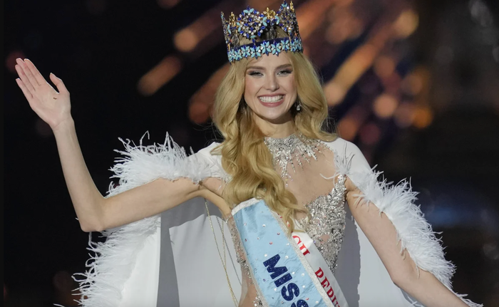 Không chiến thắng phần thi phụ nào, Krystyna Pyszková vẫn đăng quang Hoa hậu Thế giới 2023. (Ảnh tổng hợp)