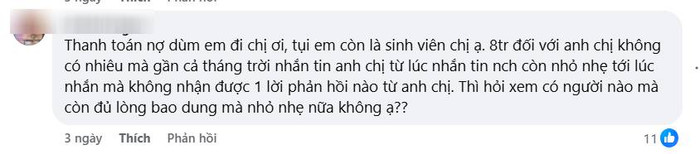 Nam Em bị một bạn sinh viên tố quỵt nợ 8 triệu đồng. (Ảnh chụp màn hình)