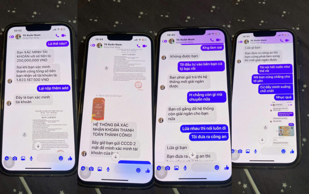 Tin nhắn trao đổi giữa nạn nhân và kẻ lừa đảo